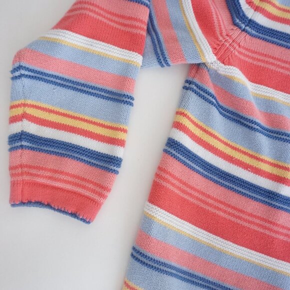 Vintage Tabi Pink Blue Stripes Zip Up Cardigan Sweater L - Picture 9 of 10